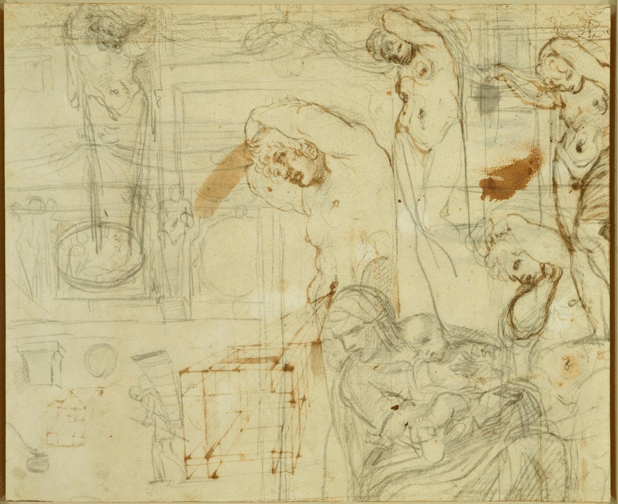Studier av dekorationer för Farnese-galleriet av Annibale Carracci