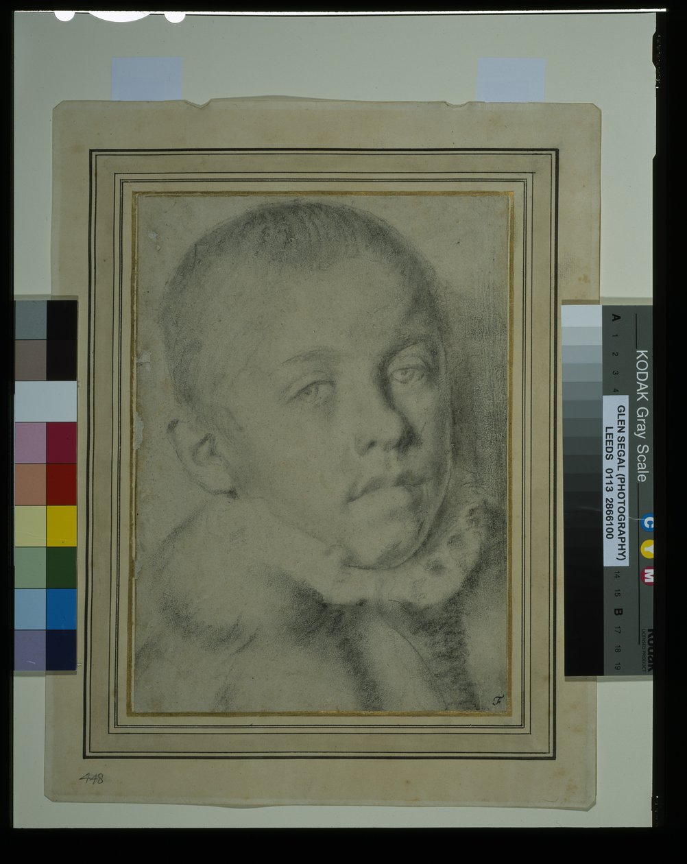 Porträtt av en ung pojke (svart krita och kol på papper) av Annibale (follower of) Carracci