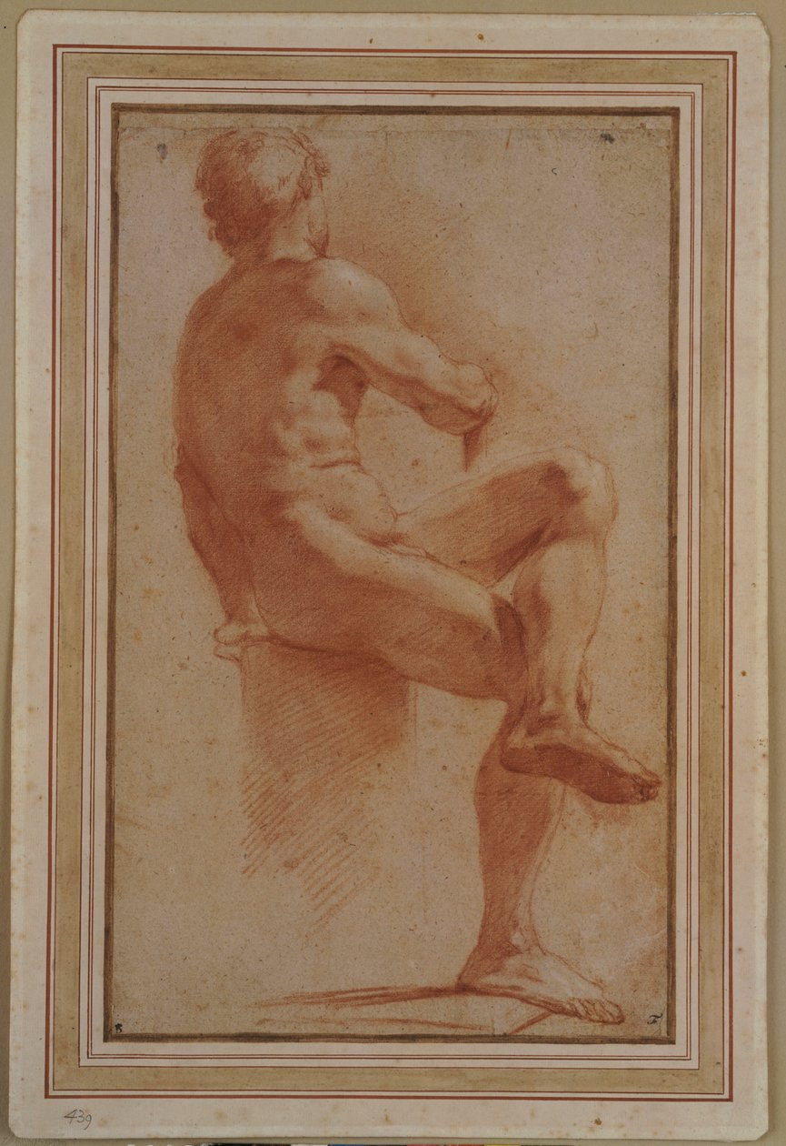 En naken man sitter med ryggen vänd av Annibale Carracci