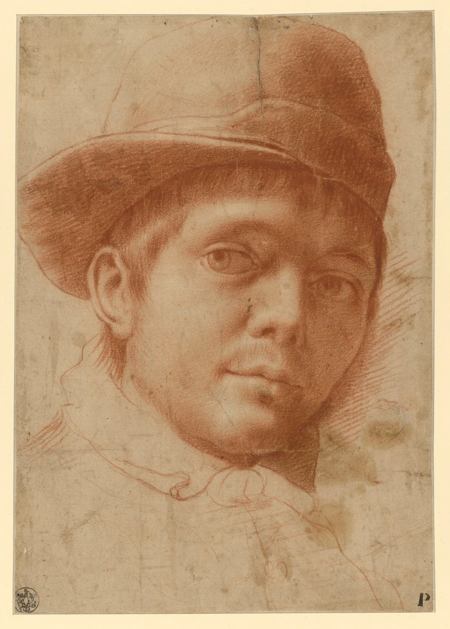 Porträtt av en ung man med keps av Annibale Carracci