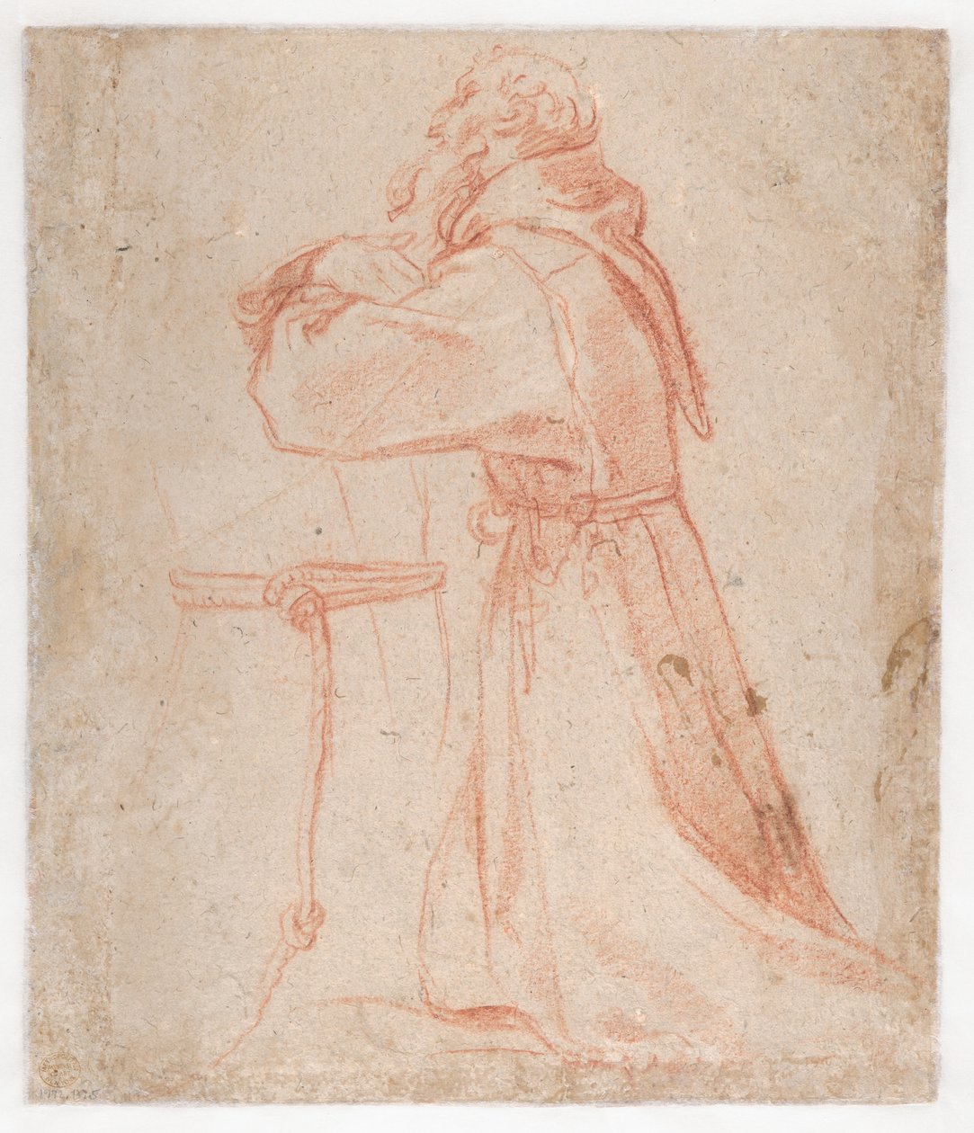 Carracci - Studier till en figur av den helige Franciskus knäböjande i profil (a tergo), 1583-85 av Annibale Carracci