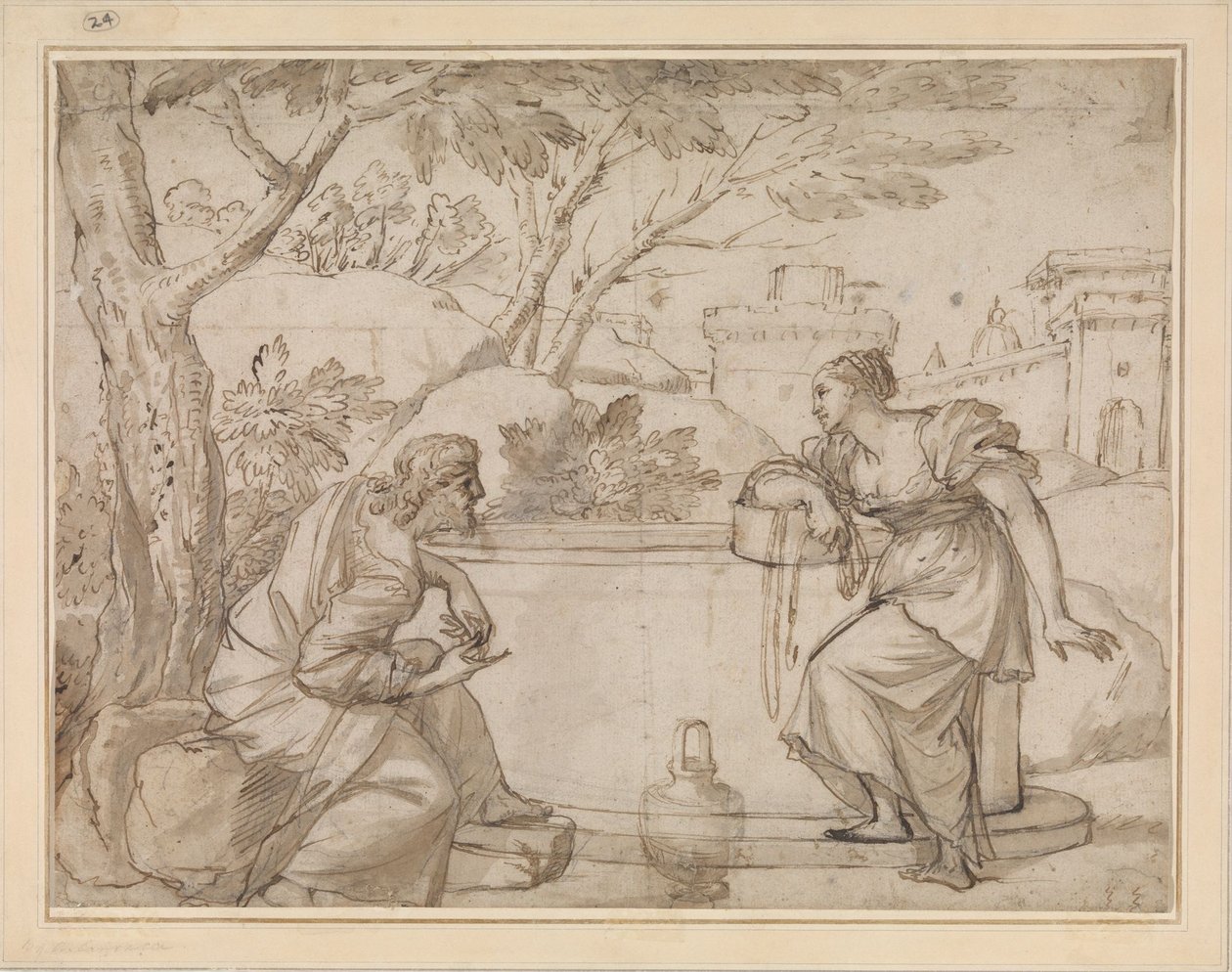 Kristus och den samariska kvinnan av Annibale Carracci
