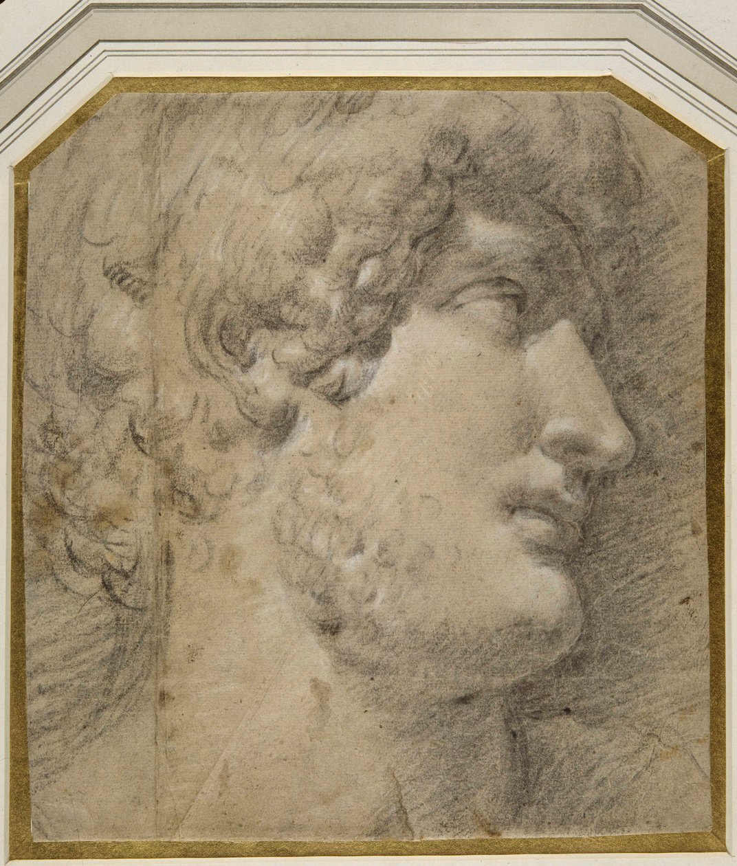 Chef för kejsar Gallienus (eller? Hadrianus), efter antiken (svart krita på krämpapper) av Annibale Carracci