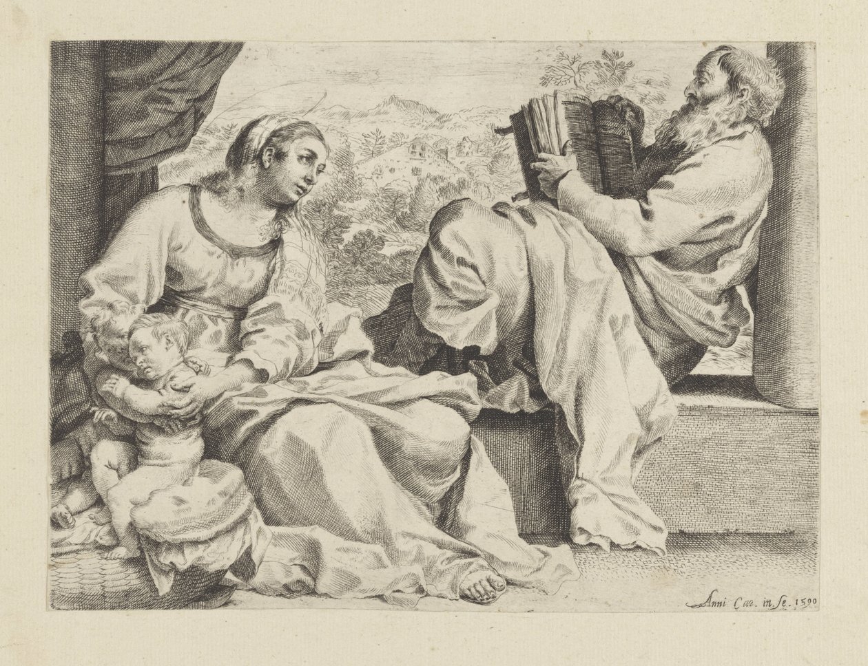 Helig familj med den unge Johannes Döparen av Annibale Carracci