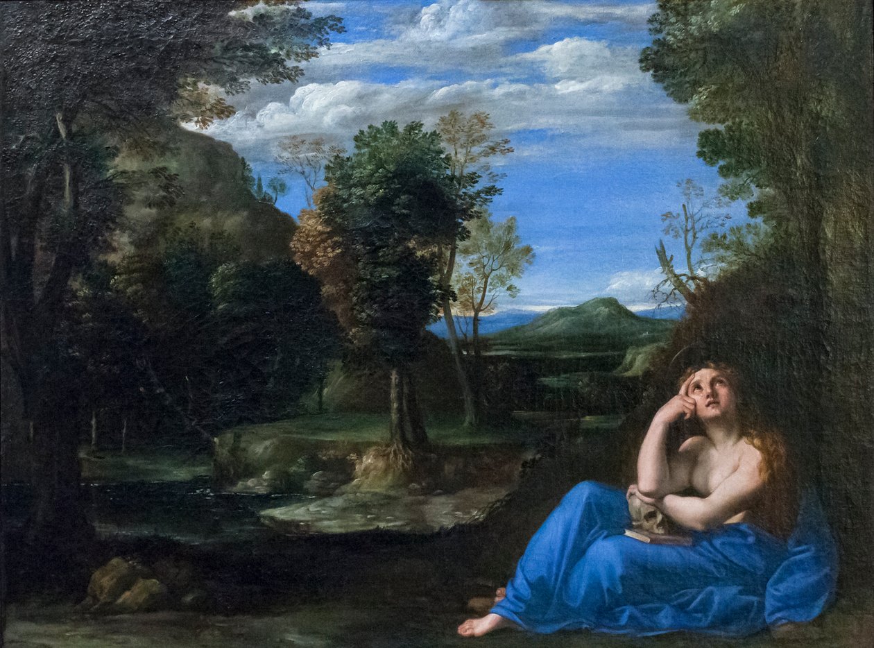 Landskap med ångerfulla Magdalen av Annibale Carracci