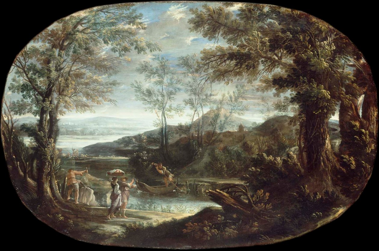 Landskap med flodscen av Annibale Carracci