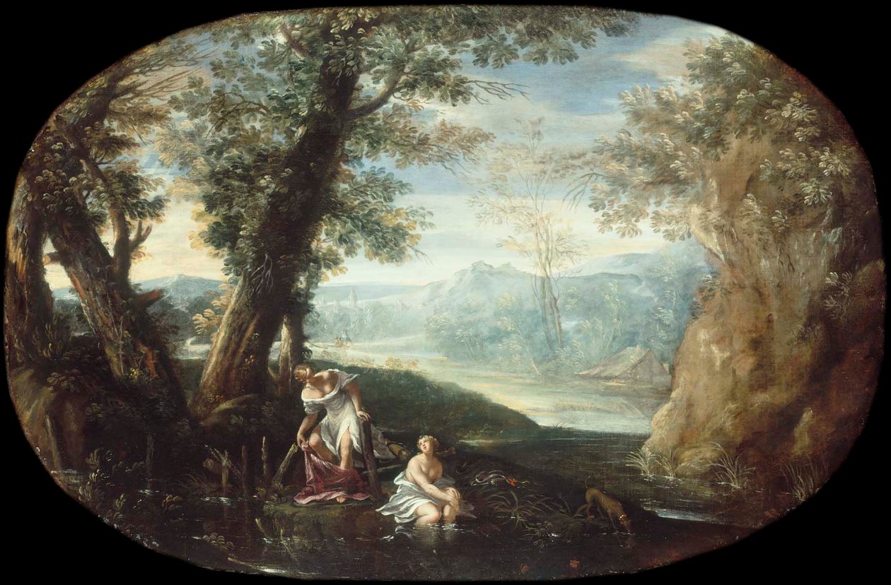 Landskap med badande kvinnor av Annibale Carracci