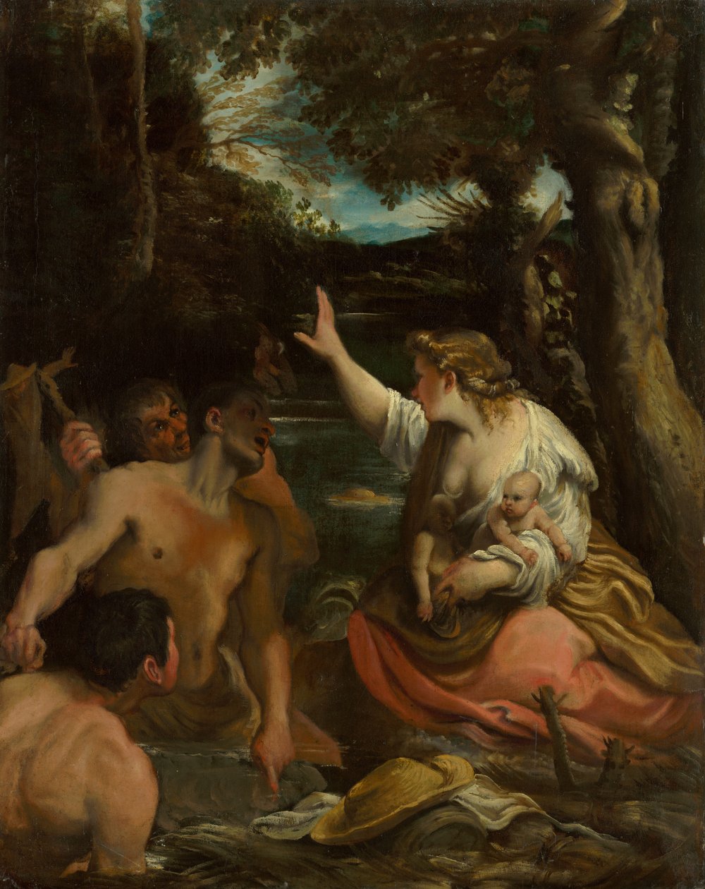 Latona och de lykiska bönderna Latona skyddar sina barn, 1585. av Annibale Carracci