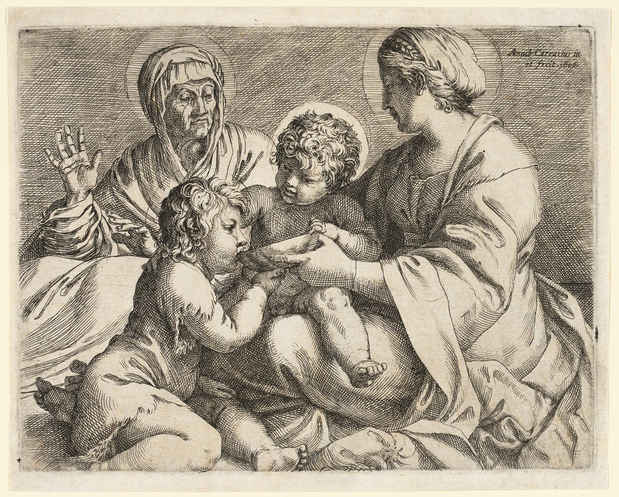 Madonna och barn med de heliga Elizabeth och Johannes Döparen av Annibale Carracci
