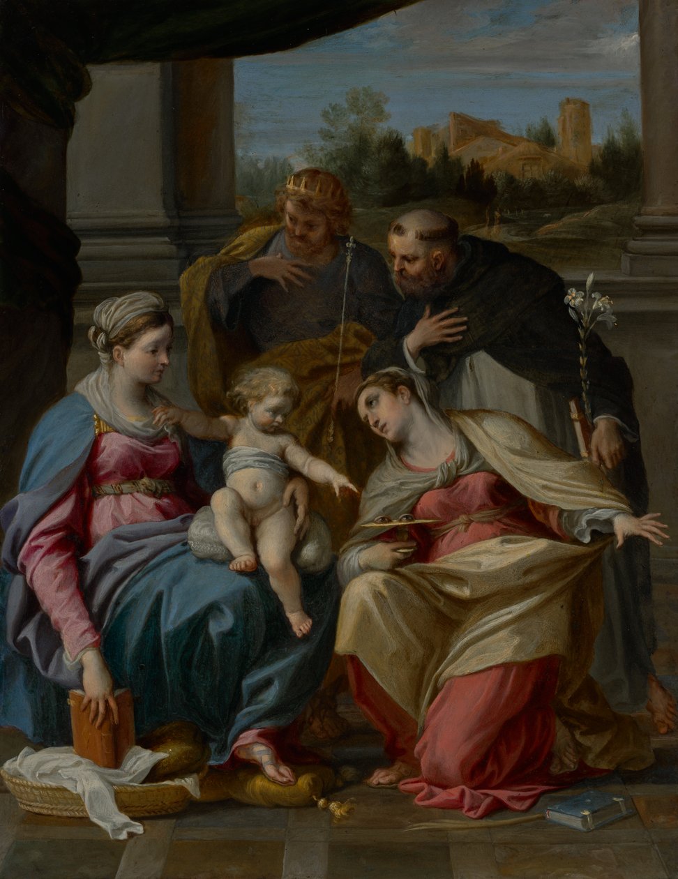 Madonnan med barnet och de heliga Lucia, Dominicus och Ludvig av Frankrike av Annibale Carracci