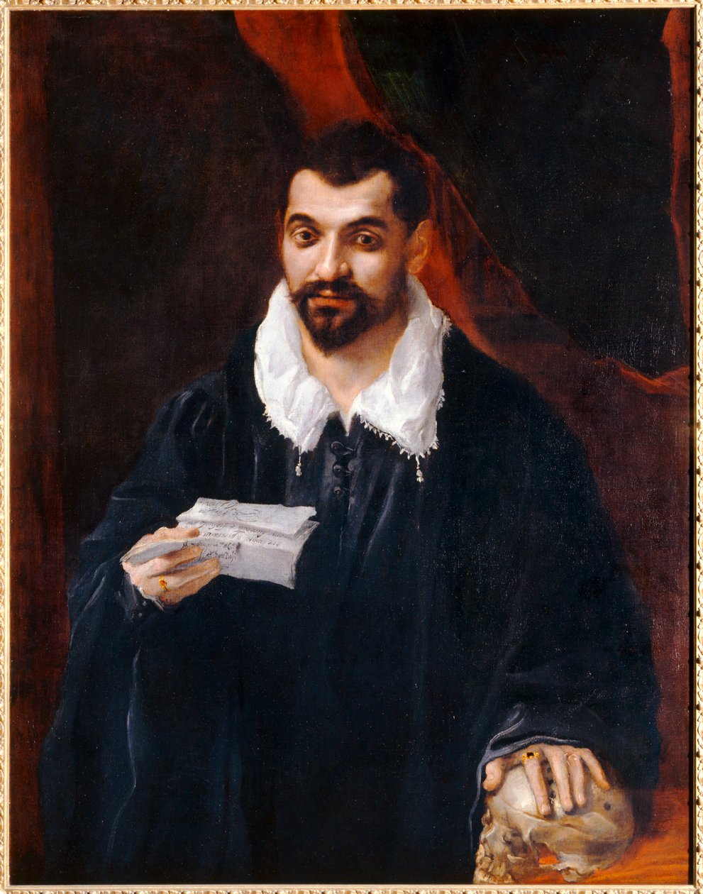 Porträtt av en man som håller i en dödskalle, tidigare känd som ... av Annibale Carracci