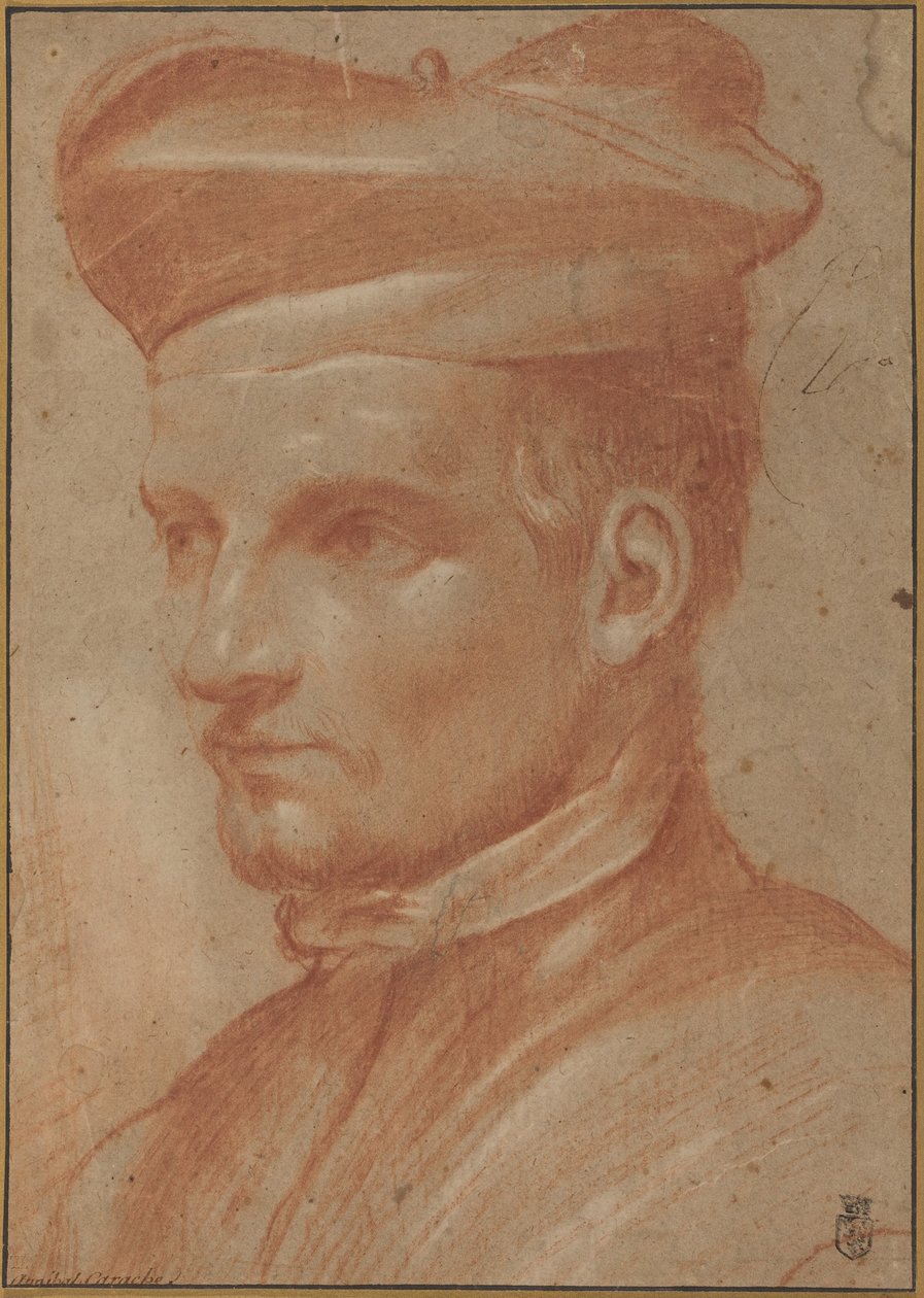 Porträtt av en kyrkoman med biretta av Annibale Carracci