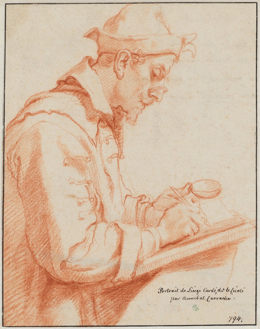 Porträtt av konstnären Ludovico Cardi, kallad Cigoli av Annibale Carracci