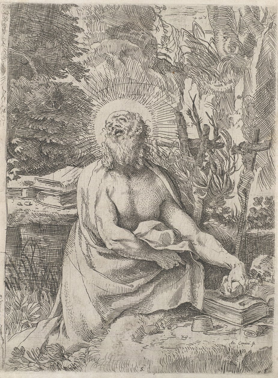 Saint Hieronymus i vildmarken, ca. 1591. av Annibale Carracci