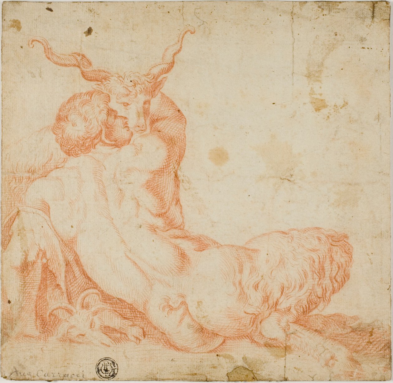 Satyr och get av Annibale Carracci