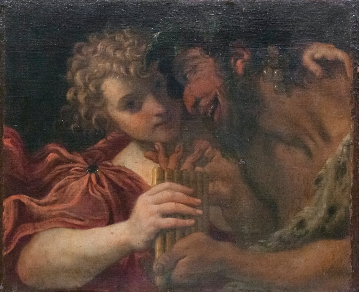 Satyr och herde av Annibale Carracci