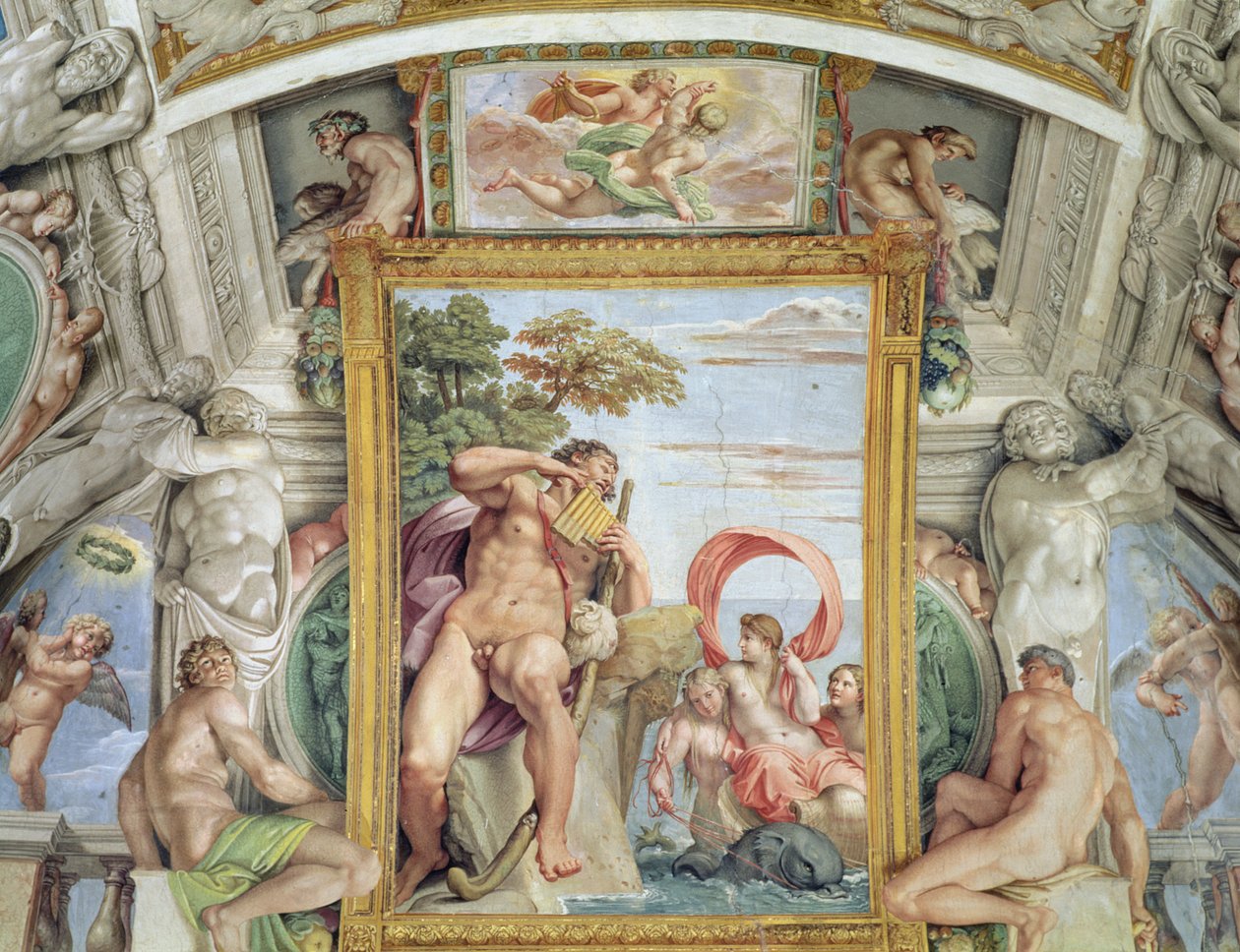 Galleria Carracci Carracci Hall detalj av Polyphemus och Galatea, 1597-1604 fresk av Annibale Carracci