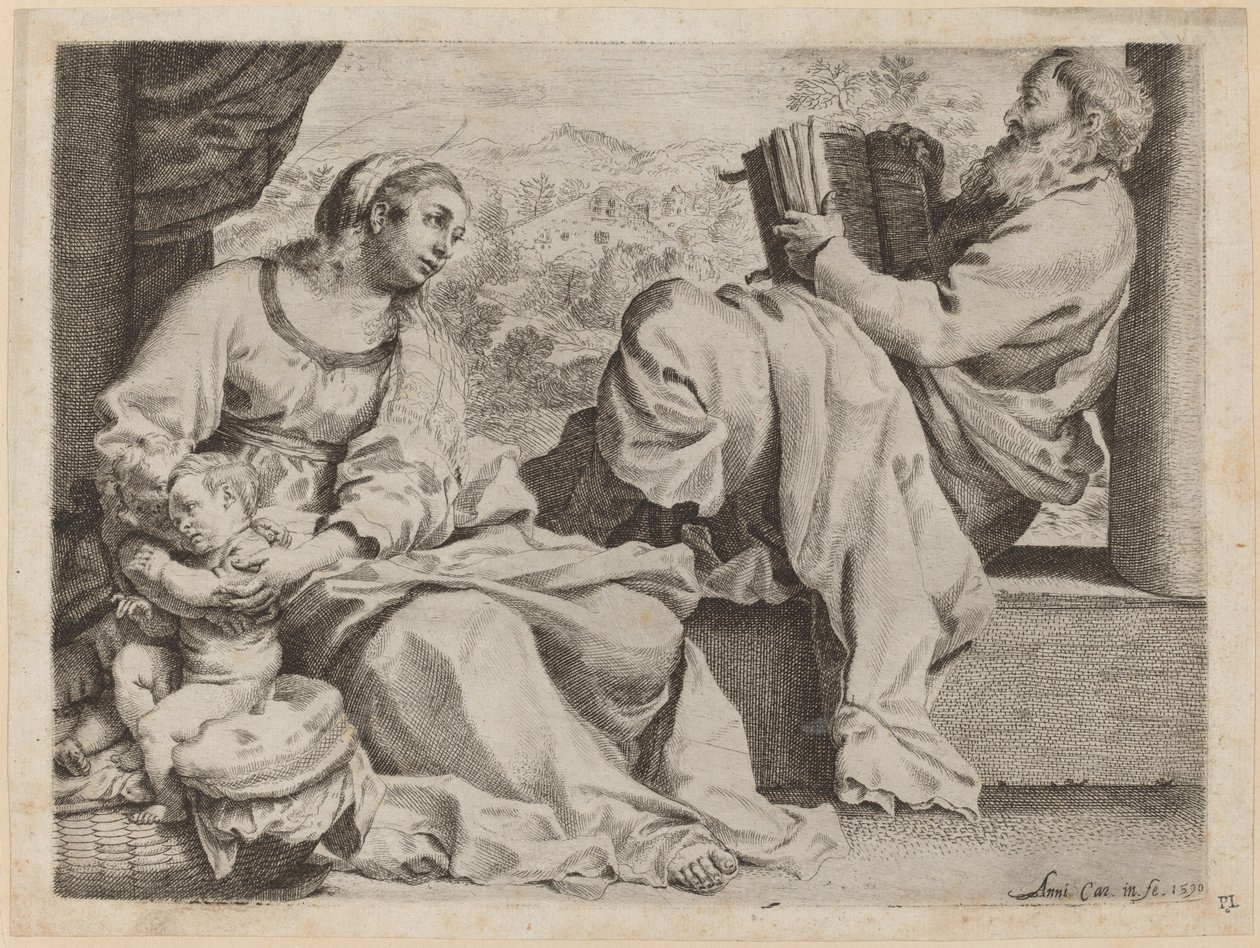 Den heliga familjen med Johannes Döparen av Annibale Carracci