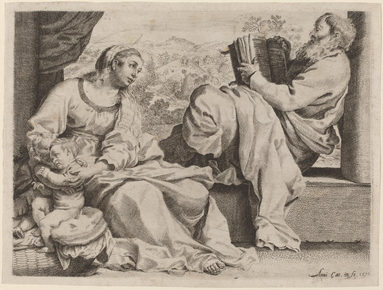 Den heliga familjen med Johannes Döparen av Annibale Carracci