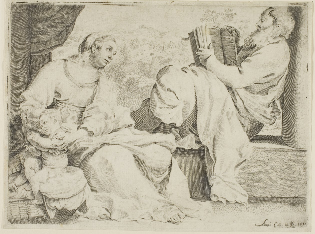 Den heliga familjen med Johannes Döparen av Annibale Carracci