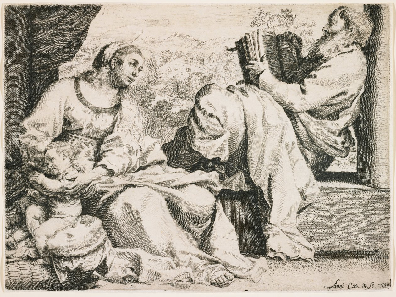 Den heliga familjen med Johannes Döparen av Annibale Carracci