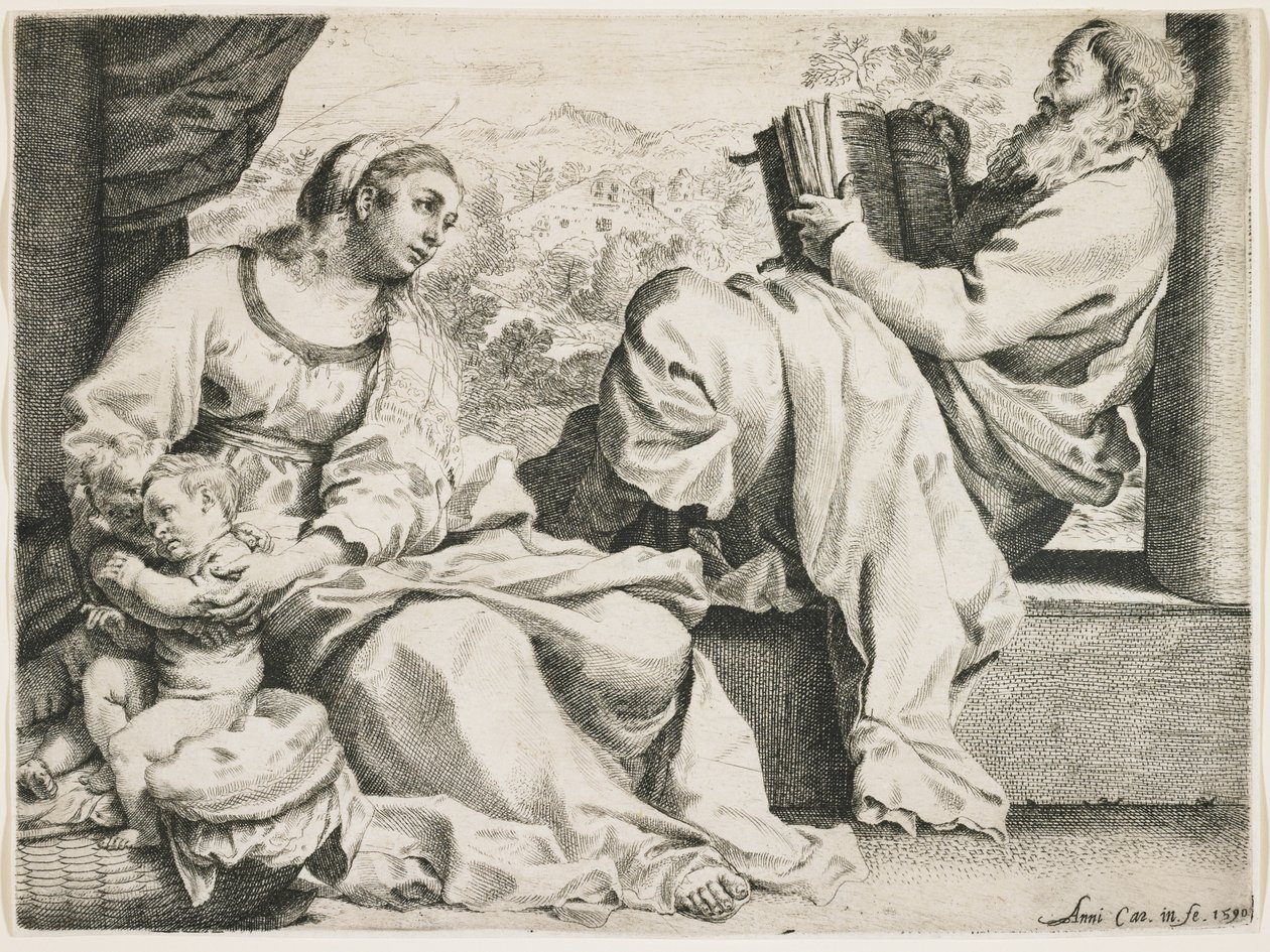 Den heliga familjen med Johannes Döparen, 1590 av Annibale Carracci