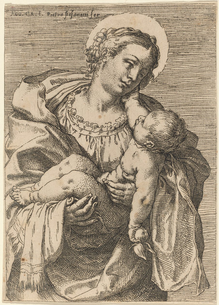Madonnan och barnet med ett äpple av Annibale Carracci