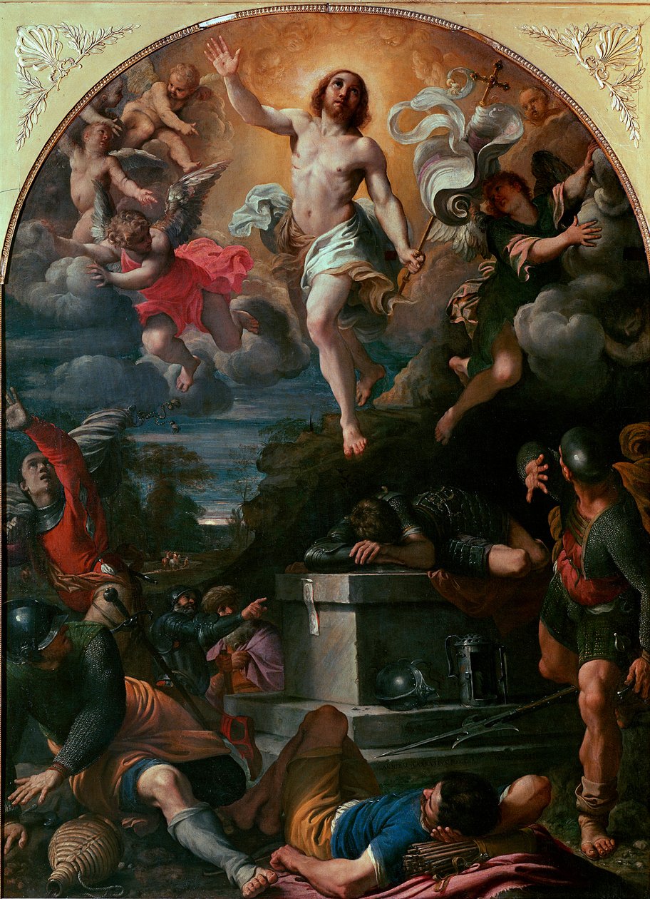 Kristi uppståndelse Målning av Annibale Carracci (Carrache) (1560-1609) 1593 Sön. 217x160 cm Paris, Louvren av Annibale Carracci