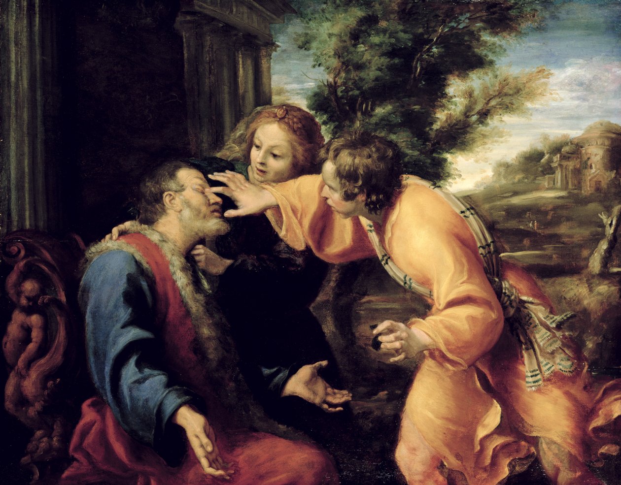 The Young Tobias Heals his Blind Father, c.1600  av Annibale Carracci