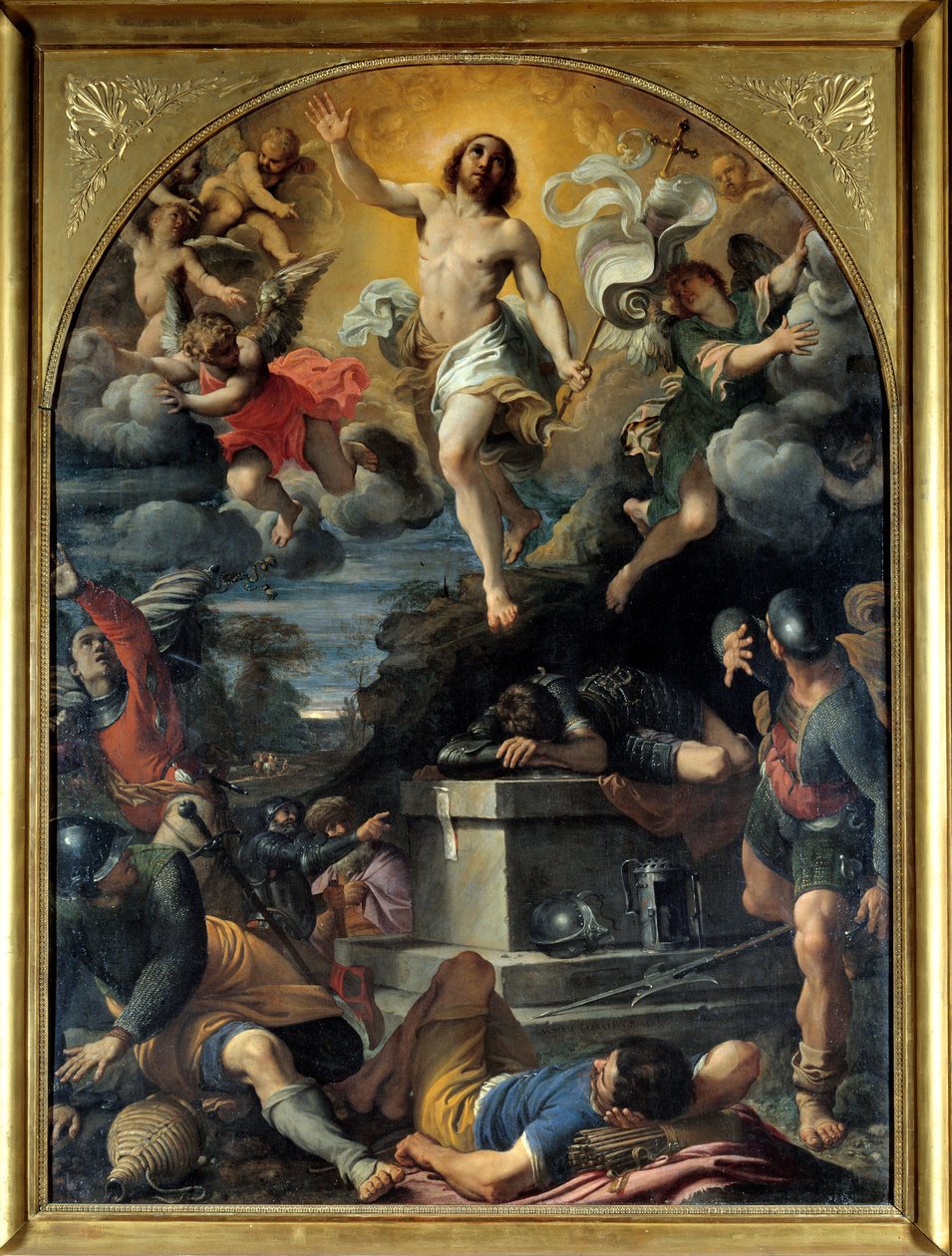Kristi uppståndelse. Målning av Annibal Carracci Dit Carrache (1560-1609) av Annibale Carracci