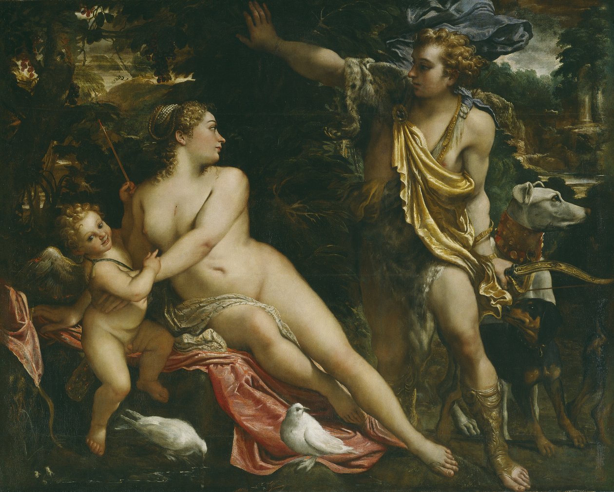 Venus, Adonis och Amor av Annibale Carracci