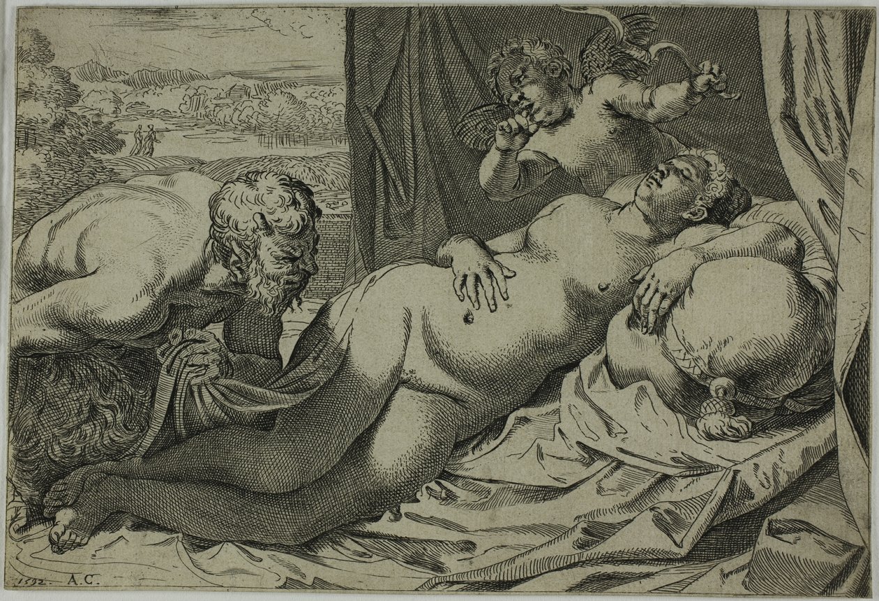 Venus och Satyr av Annibale Carracci