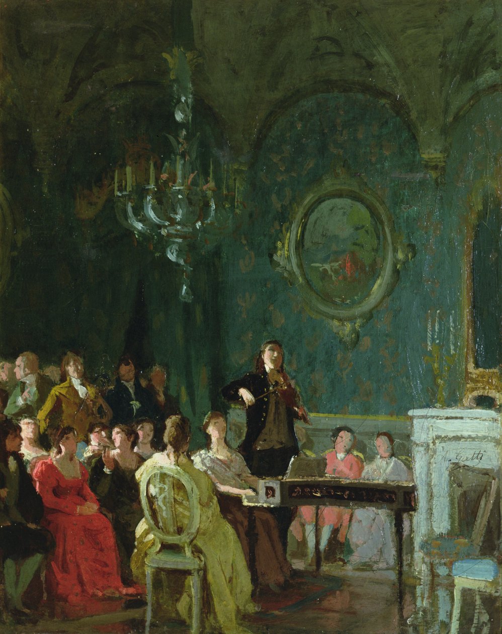 Konsert av Paganini (olja på duk) av Annibale Gatti