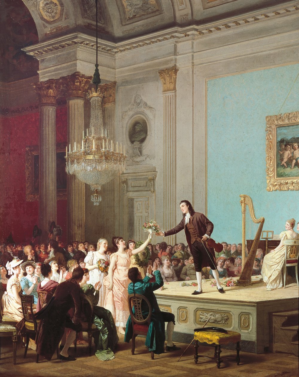 Paganinis första triumf, ca 1890, målning av Annibale Gatti, Italien av Annibale Gatti