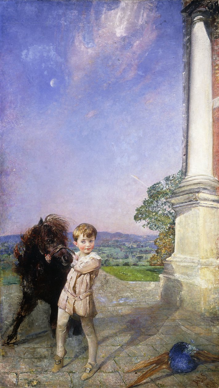 En liten pojke med en shetlandsponny av Annie Louisa Swynnerton
