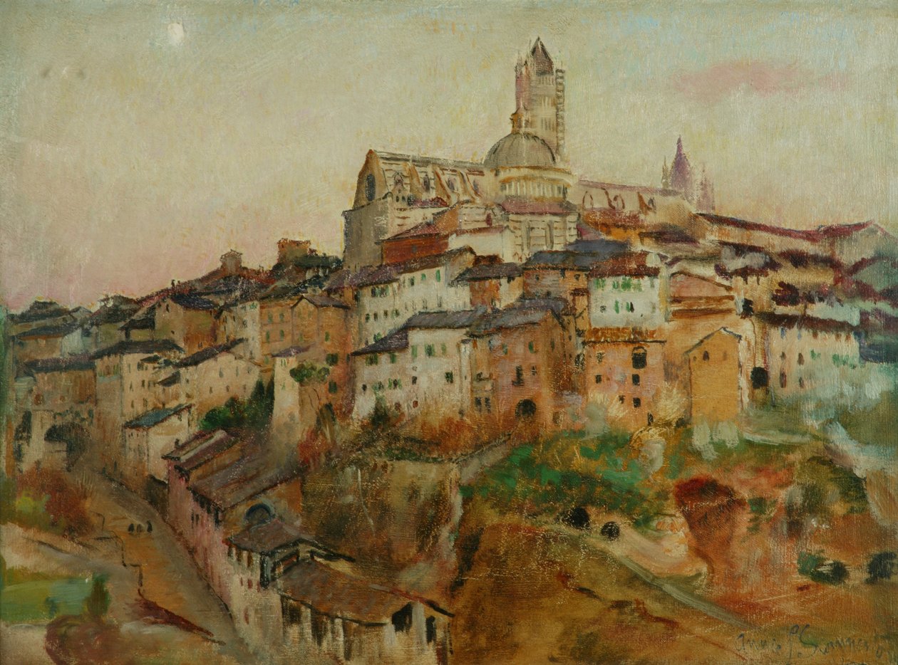 Staden Siena (olja på duk) av Annie Louisa Swynnerton