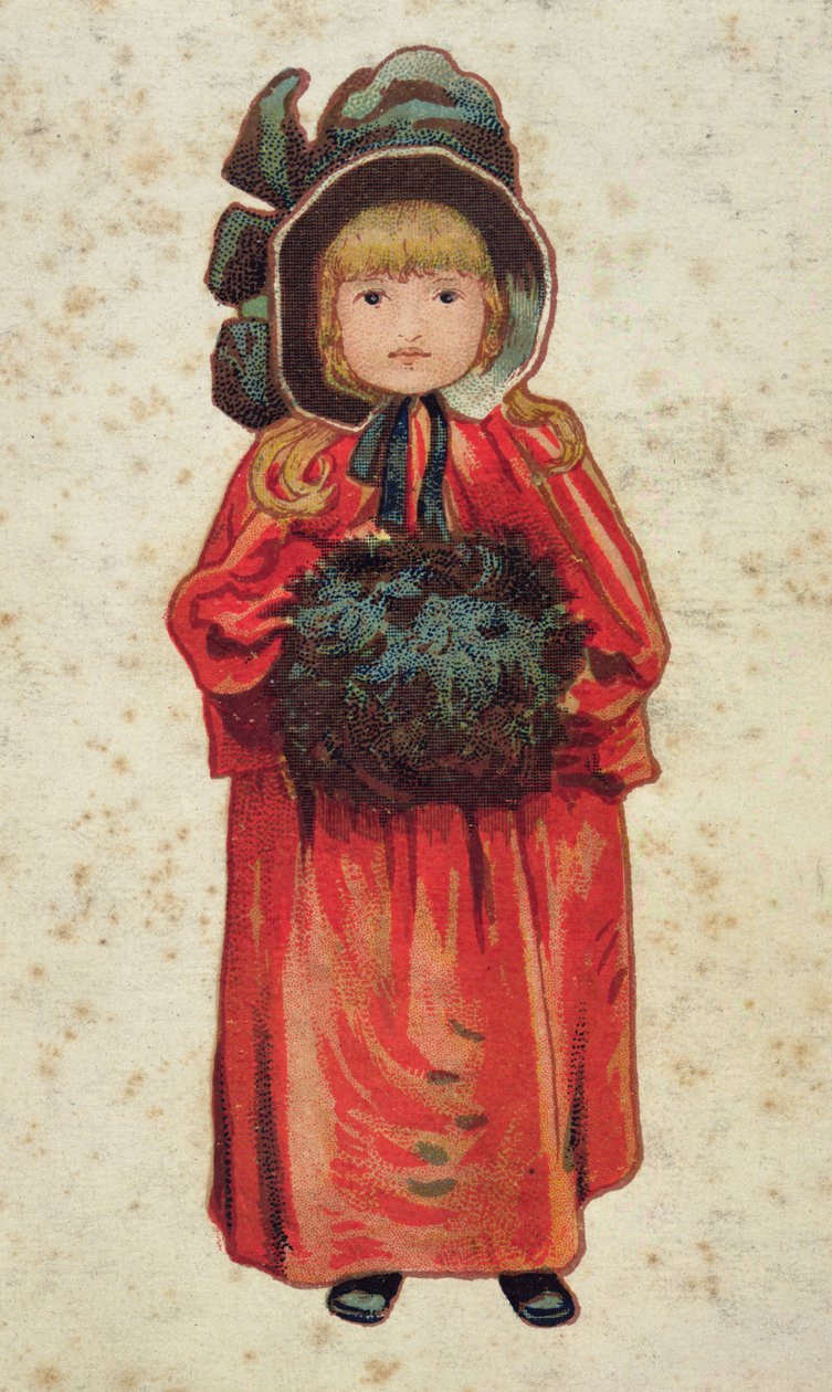 Flicka med muff, bokillustration, sent 1800-tal eller tidigt 1900-tal av Unbekannt Unbekannt