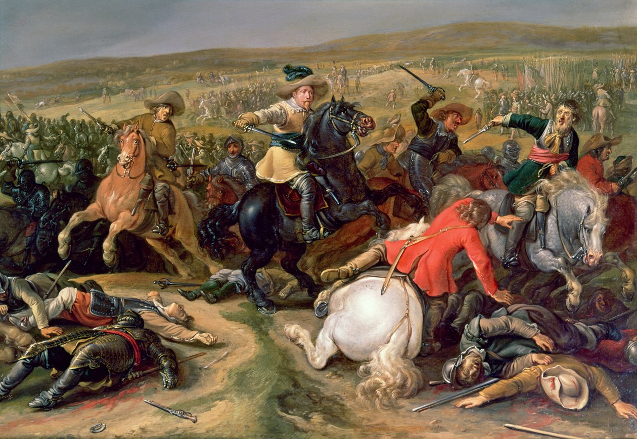 Gustav II Adolf, Sveriges kung (1595-1632) leder ett kavallerianfall i slaget vid Lutzen 1632. av Unbekannt Unbekannt