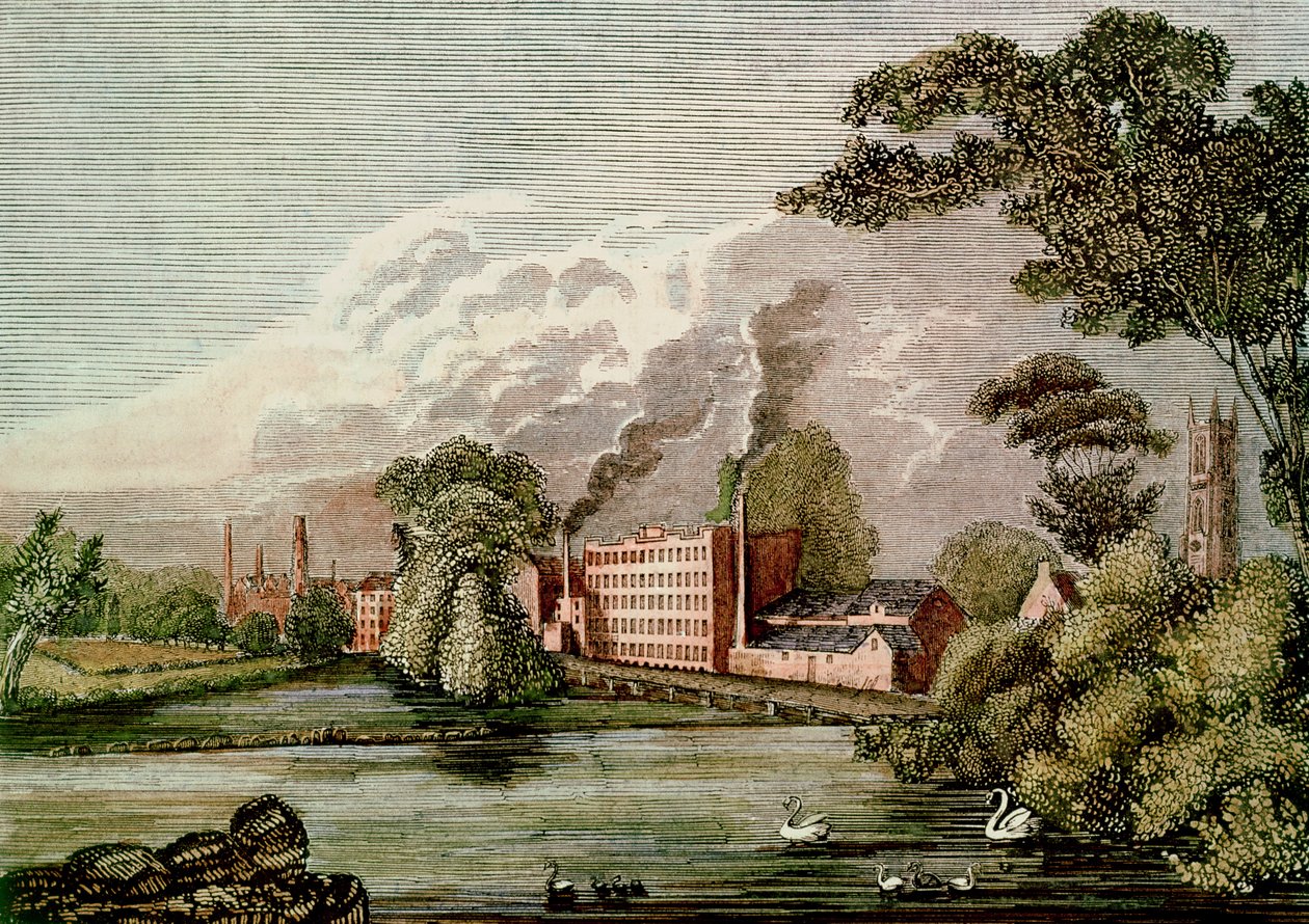 Sir Thomas Lombes silkesfabrik, Derby, 1700-talet (tryck) av Unbekannt Unbekannt