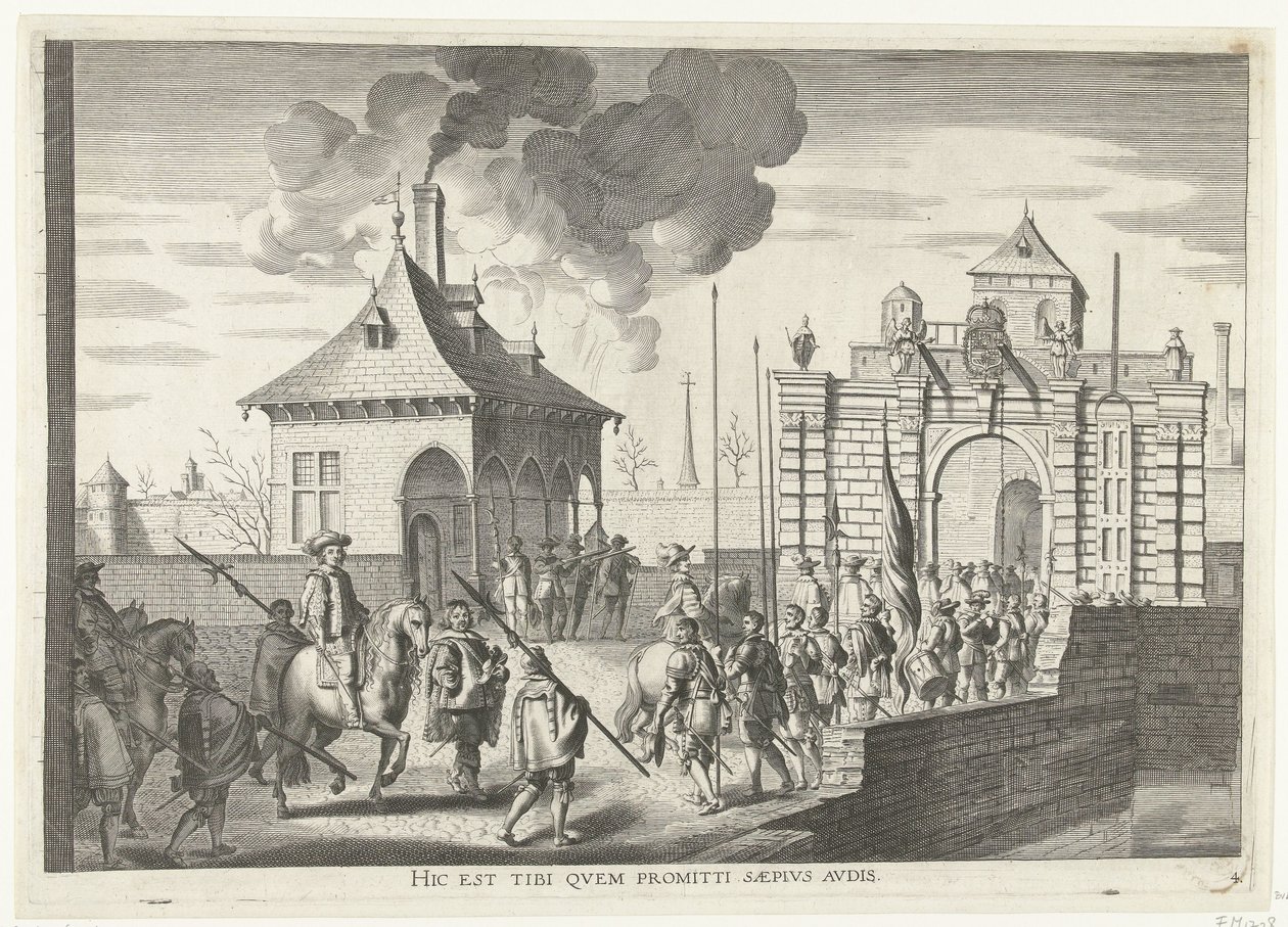 Aankomst vid de Brugse portt van Gent; intocht van Ferdinand te Gent 1635 (nr 4) Här är den du ofta hör utlovad (titel på objekt) Porten till Brugens där Ser. Kardinalen gick in i staden av Anonymous