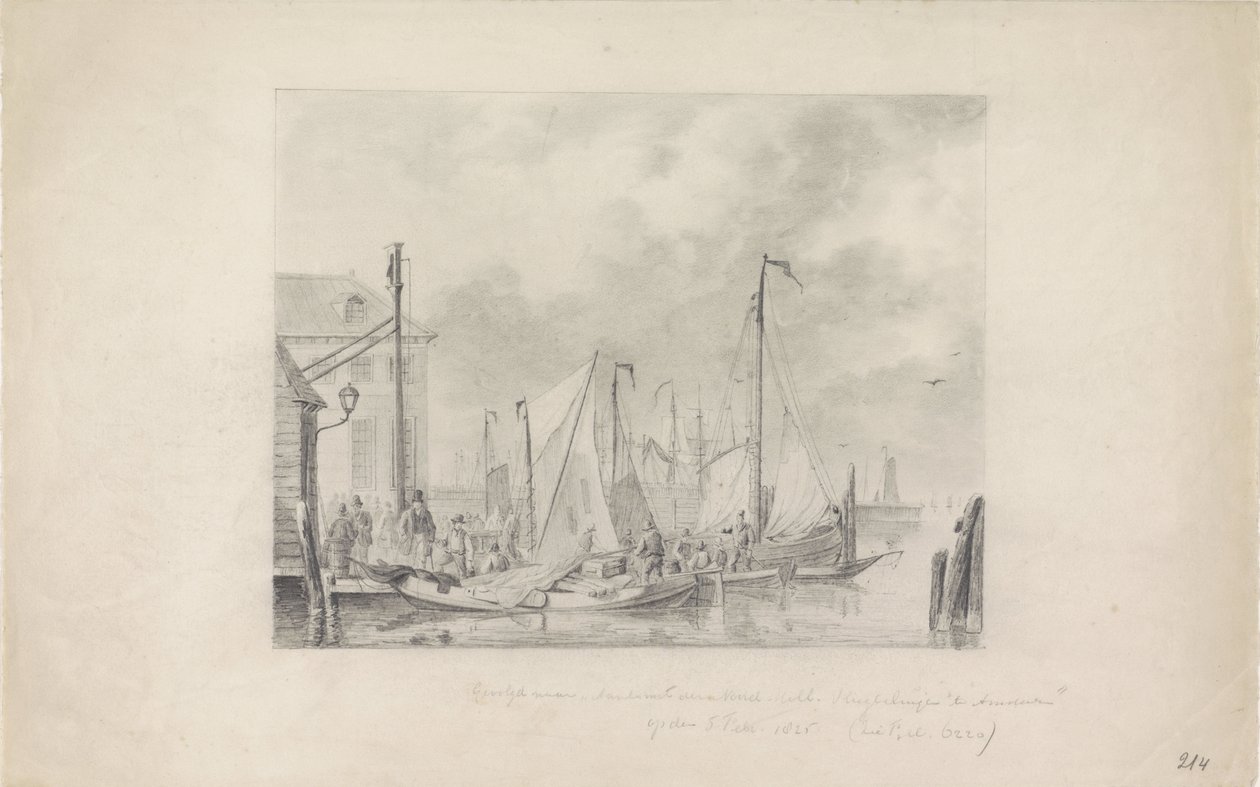Ankomst till Amsterdam av flyktingar före översvämningen, 1825 av Anonymous