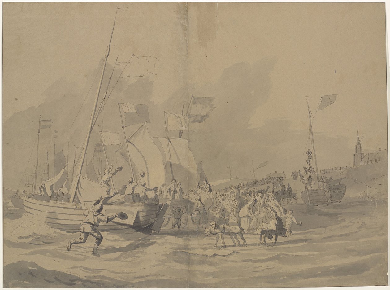 Prins Willem Frederiks ankomst på stranden i Scheveningen, 30 november 1813 av Anonymous