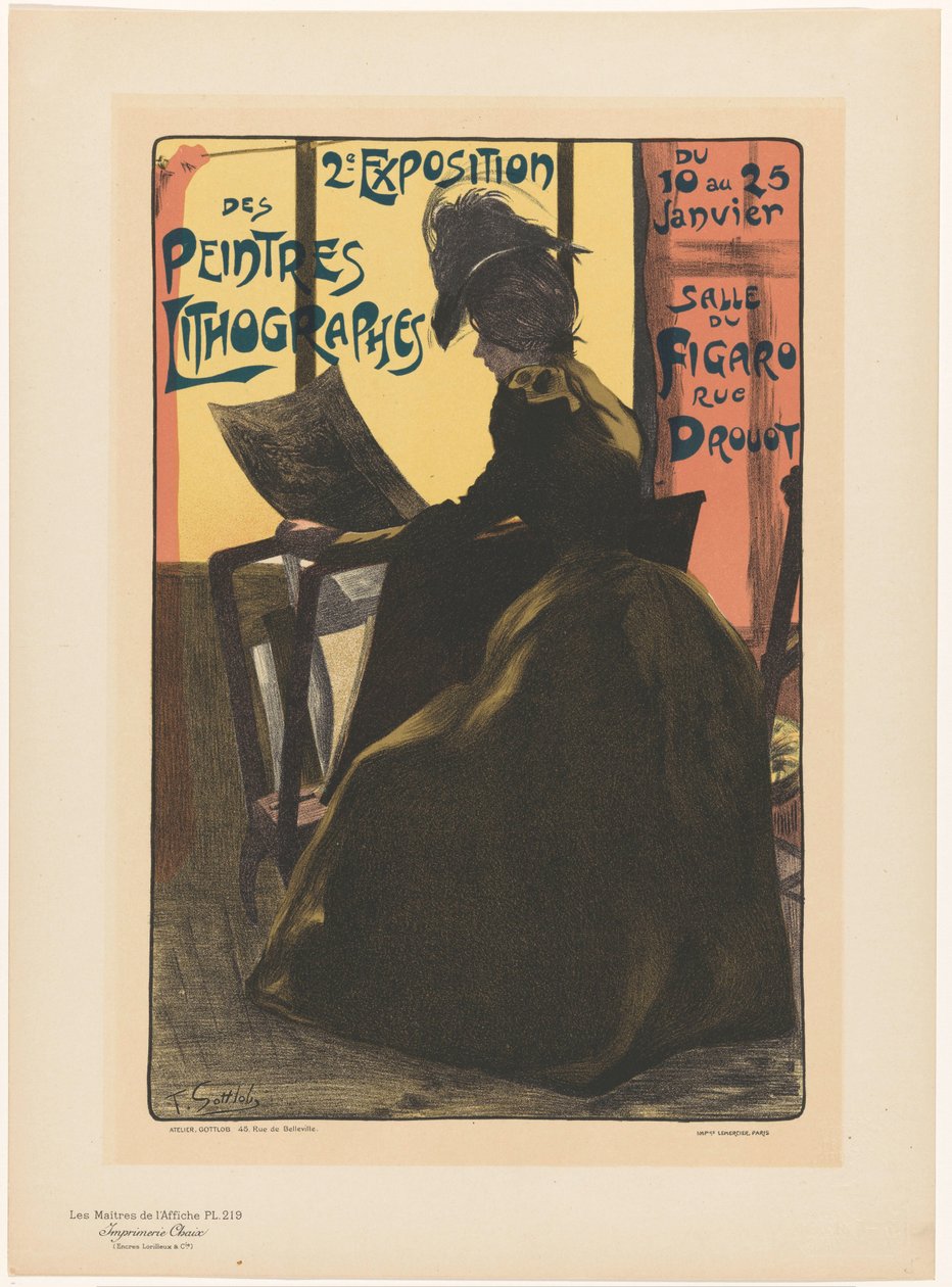 Annons för den andra utställningen av Peintres Lithographes i Salle du Figaro Les Maîtres de l