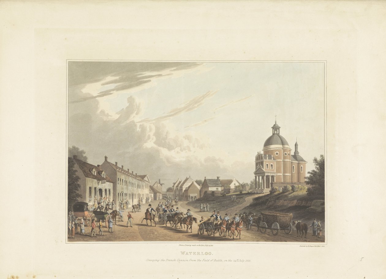 Avvoer av franska kanonnen från Waterloo Waterloo. Förmedling av den franska kanonen från stridsfältet, den 24 juli 1815 (titel på objekt) av Anonymous