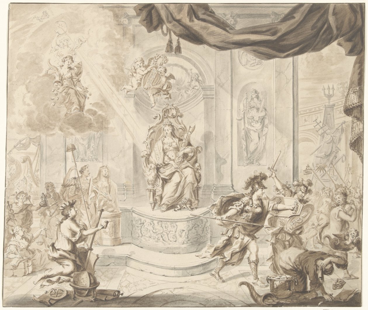 Allegori om utvisningen av vindbörshandlare från Amsterdambörsen, 1763 av Anonymous