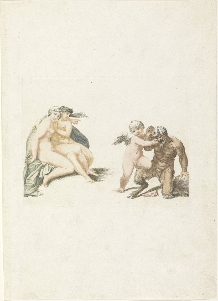 Amor straffar en satyr av Anonymous