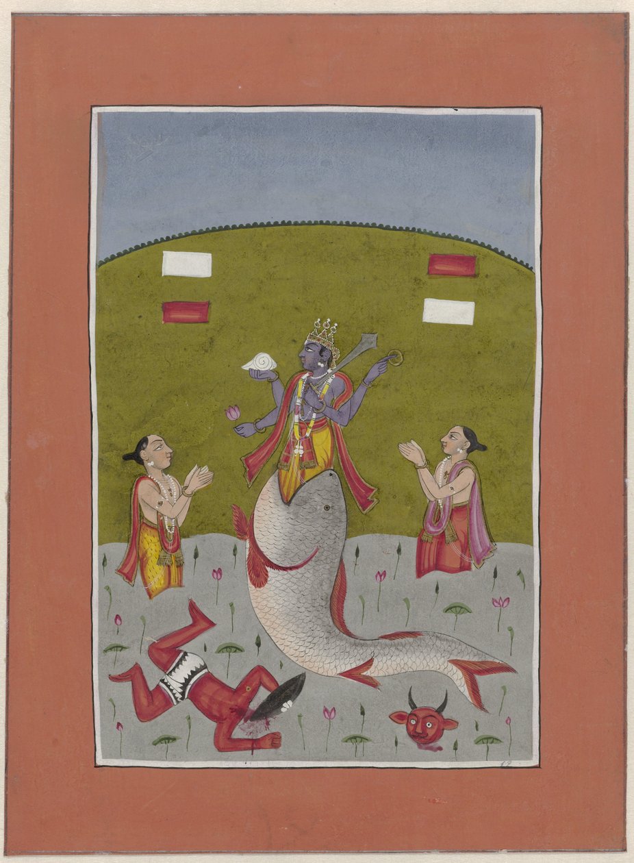 Avatar av Vishnu som dyker upp ur munnen på en fisk Avatars of Vishnu (serietitel) av Anonymous
