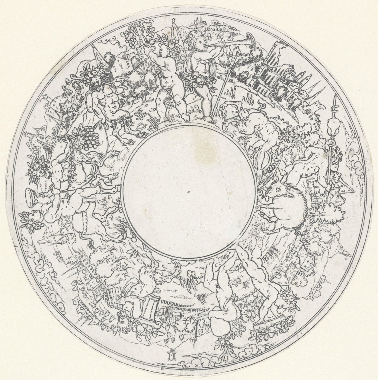 Bacchus rider på en åsna Dishes: Landscapes with Processions of Bacchus and His Entourage (serietitel) av Anonymous