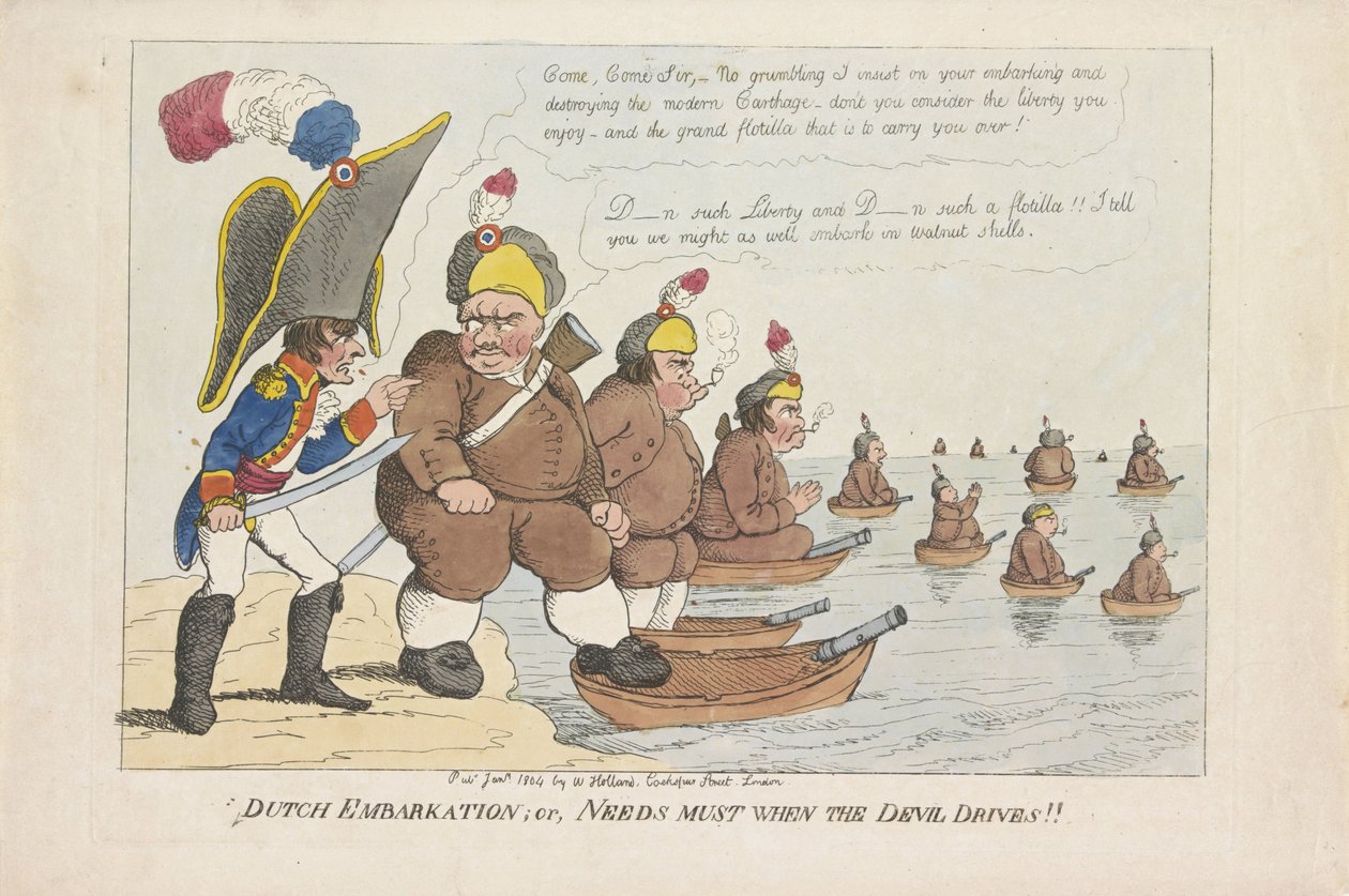 Bataafse vloot, 1804 holländsk ombordstigning; eller, måste när djävulen kör!! (titel på objekt) av Anonymous