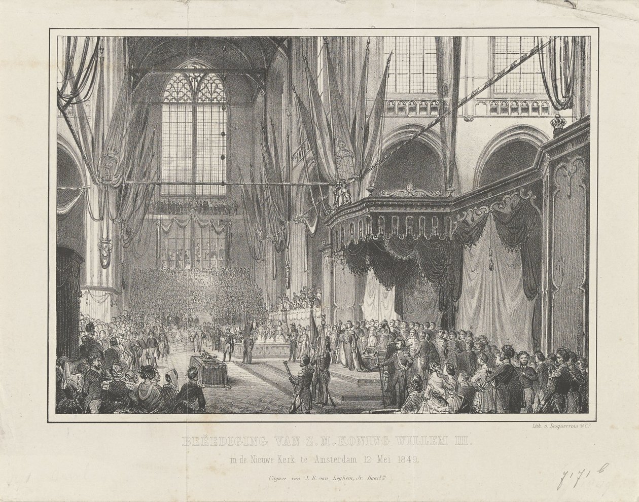 Svära in av H.M. kung Willem III. i Nieuwe Kerk i Amsterdam 12 maj 1849 (titel på objekt) av Anonymous